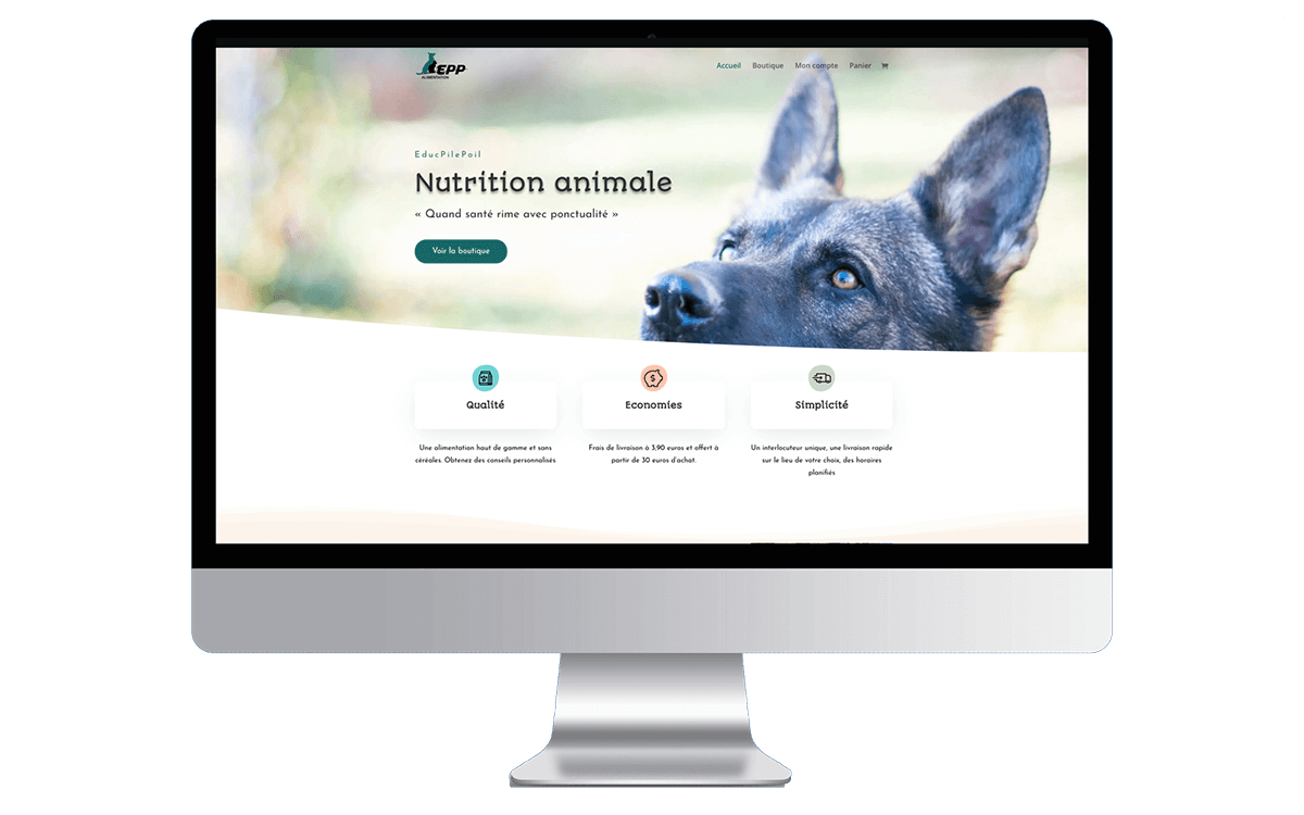 Webdesign du site de EPP Alimentation Mockup de EPP Alimentation